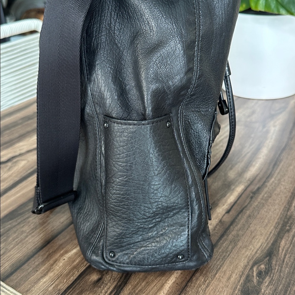 L.A.M.B. Black Leather Bucket Backpack - Picture 14 of 14